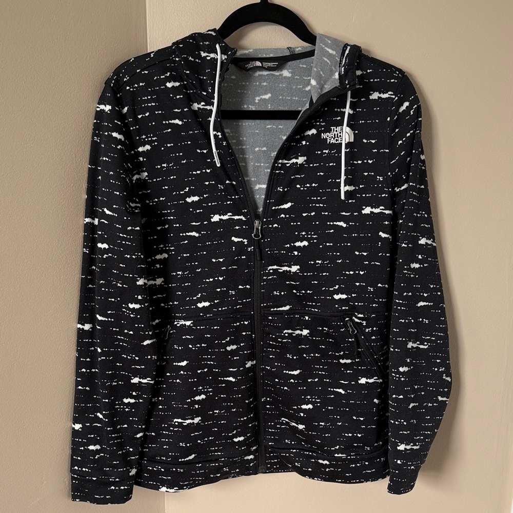The North Face Women’s Black and White Zip-Up Hoodie, Medium